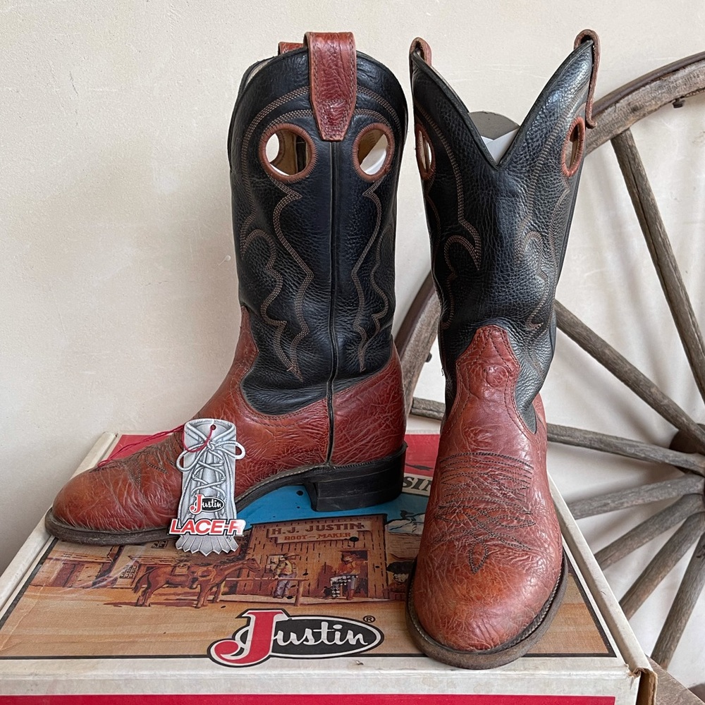 BOULET BOOTS in JUSTIN BOOT COMPANY Box Packing Made in Canadian Cowboy Mens 6.5